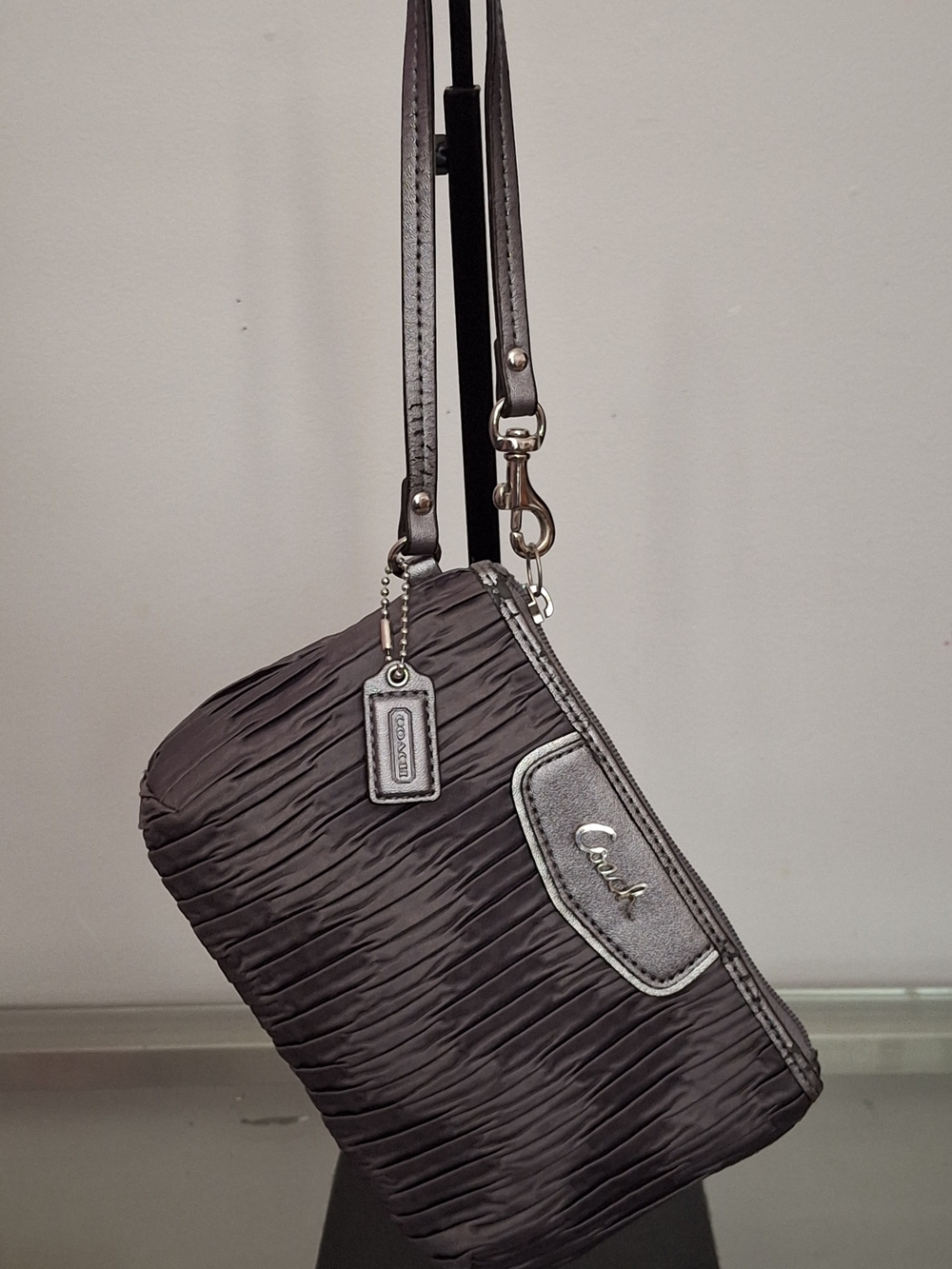 Coach Ashley Pleated Satin Wristlet